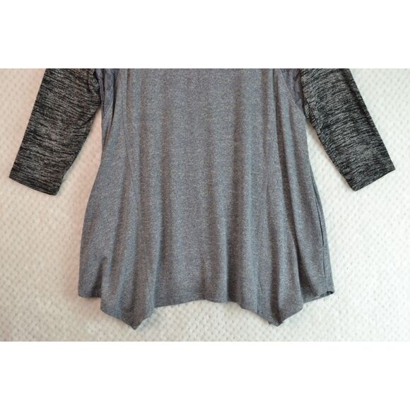 LOGO Lori Goldstein Women's Large Gray Color Block Tunic with Lace Accents - Picture 6 of 16